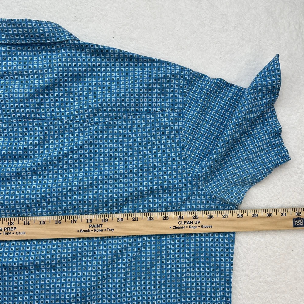 Wrangler Wrancher Shirt Mens 2XT Blue Western Pearl Snap Short Sleeve MTW1446